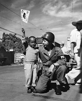 Korea Prints: Soldier And Child