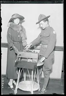 Soldier Demonstrating English Trench Radio Set