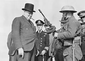 Soldier Demonstrating Weapon to Prime Minister Winston Churchill