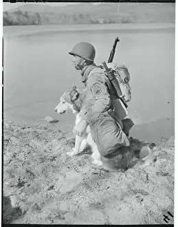 New Hampshire Prints: Soldier and Dog on Vast Terrain