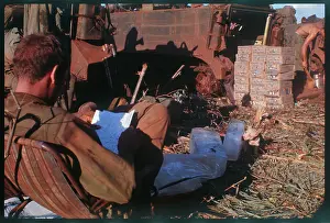 Soldier Engrossed in His Mail