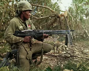 Cu Chi Prints: Soldier Firing His Machine Gun