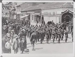 Discipline Prints: Soldier Formations Marching in Street