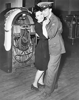 Girlfriend Prints: Soldier And Girlfriend Dancing to Jukebox