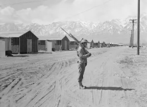 Desolate Prints: Soldier Guarding Relocation Camp