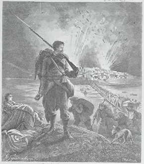 Sevastopol Prints: Soldier Looking Back at Explosions