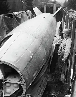 Rocket Prints: Soldier Looking At German V-2 Rocket