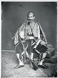 Traditional Style Prints: Soldier In North Africa; Seated
