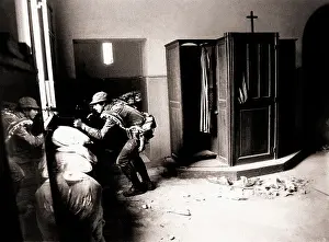 Beirut Prints: Soldier Positioned at Window of Church