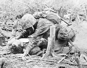 Peleliu Prints: Soldier Providing Fallen Soldier with Water