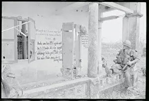 Graffiti Prints: US Soldier Reads a Sign in Hue, S.Vietnam