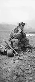 Private Prints: Soldier Resting With Head In Hands