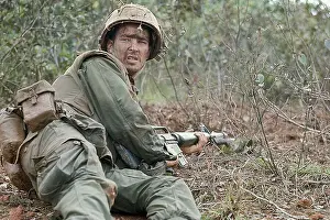 Soldier Shooting on Ground for Cover