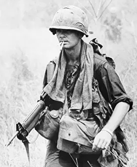 Towel Prints: Soldier Smoking Two Cigarettes