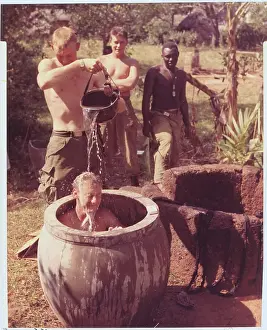 Clean Prints: US Soldier Taking Makeshift Bath