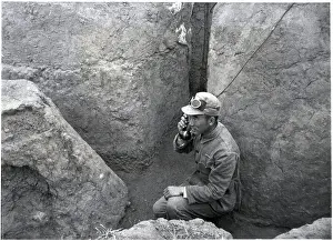 Nationalist Prints: Soldier Talking In Ditch On Phone