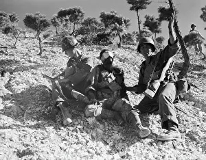 War Victim Prints: Soldier Waves For Help For Injured Chum