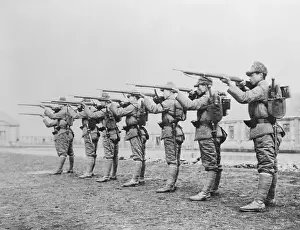 Manchuria Prints: Soldiers Aiming Rifles