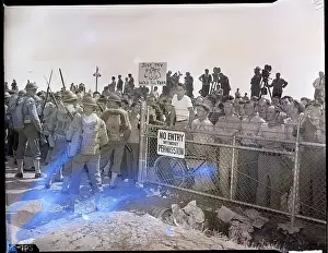 Inglewood Prints: Soldiers with Bayonets Push Strikers Back