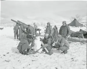 North Korea Prints: Soldiers Building Snowman
