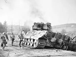 Soldiers by Burning Tank