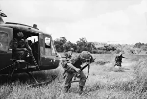 Helicopter Prints: Soldiers Climbing Out Of Helicopter