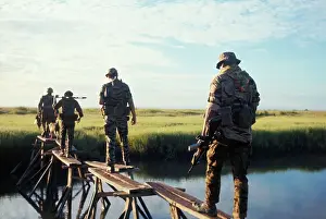 Special Forces Prints: Soldiers Crossing Makeshift Bridge in Vietnam