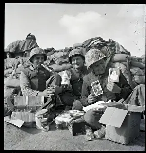 Soldiers Enjoying Their Christmas Presents