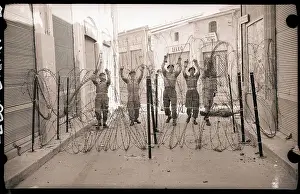 Soldiers Are Erecting Wire Barricade
