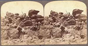 Landforms Prints: Soldiers with Guns on Rocky Hillside