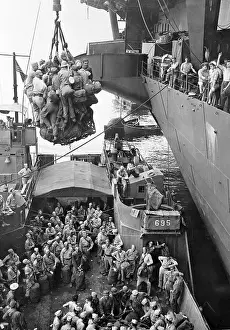 Philippines Prints: Soldiers Being Hoisted on Ship