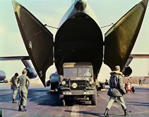 Soldiers and Jeep During an Aircraft Transport