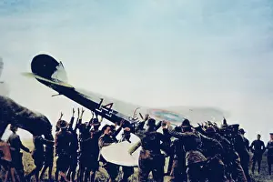Soldiers Lifting A Nieuport Biplane, WW1