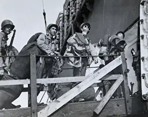 Boarding Prints: Soldiers Look Up As They Board Ship