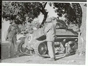 Sicily Prints: Soldiers Looking at Tank