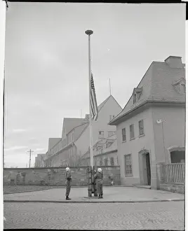 Heidelberg Prints: Soldiers Lowering Flag to Half Mast