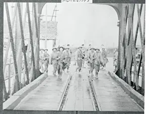 Hanoi Prints: Soldiers Marching Over a Bridge