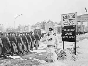 Soldiers Marching into Soviet Zone of Germany