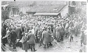 Soldiers at Meal Time on Encampment Site