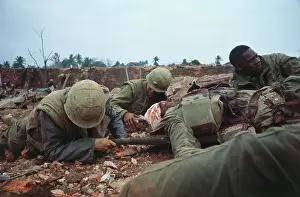 Soldiers Moving One of Their Wounded