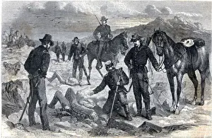 Soldiers Observe Bodies Of Slain; Illust