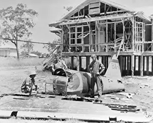 Soldiers Outside Bombed out Barracks