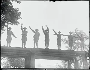 Virginia Prints: Soldiers Practicing Arm Signals