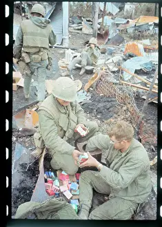 US Soldiers Receiving Cigarettes