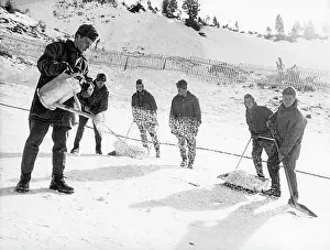 Soldiers Prints: Soldiers are renovating a ski slope 1964