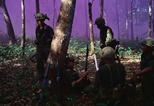 Soldiers Resting Near Trees