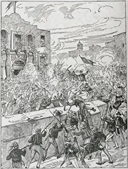 San Antonio Prints: Soldiers Rioting at the Alamo