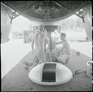 Mariana Islands Prints: Soldiers Servicing Airplane Gun Turret