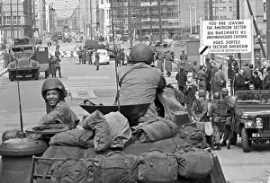 East German Prints: US Soldiers in Tank Look at East Berlin