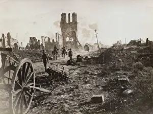 Museum Prints: Soldiers Walk Through Destruction in Ypres During WWI